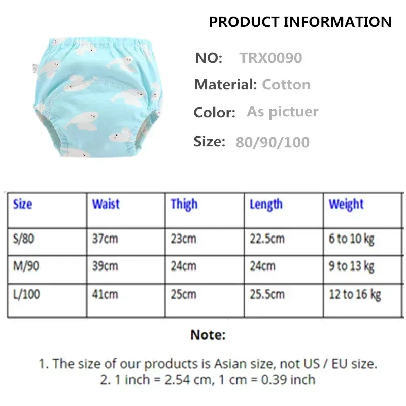 Color: multi, Size: S - 4pc/Lot Cotton Training Pants Panties Waterproof Cloth Diapers Reusable Toolder Nappies Baby Underwear