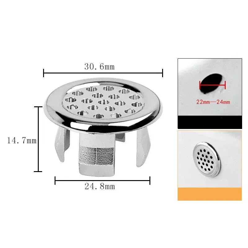 Color: light green, Outer Diameter: 84mm - 4/1pcs Sink Hole Round Overflow Cover Kitchen Basin Trim Hollow Overflow Ring Plug Bathroom Wash Basin Overflow Ring Accessories