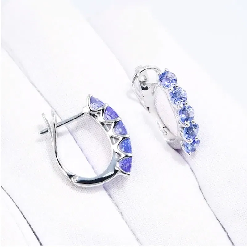2MM Tanzanite 925 Sterling Silver Earring Cubic Custom Fashion Jewelry