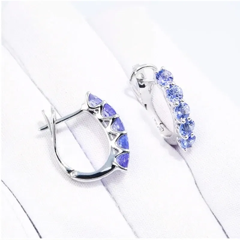 2MM Tanzanite 925 Sterling Silver Earring Cubic Custom Fashion Jewelry