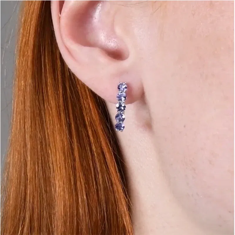 2MM Tanzanite 925 Sterling Silver Earring Cubic Custom Fashion Jewelry