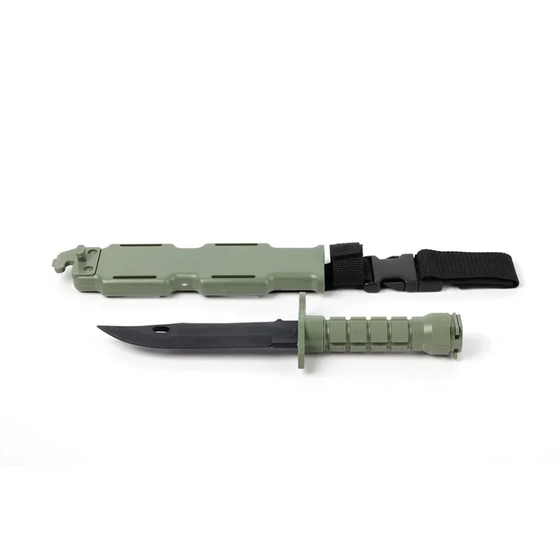 Color: Blue - Model Rubber Toy Knife Army Tactical M9 Dagger Fan Collect CS Game Military Training Outdoor Plastic Bayonet Hunting Accessories
