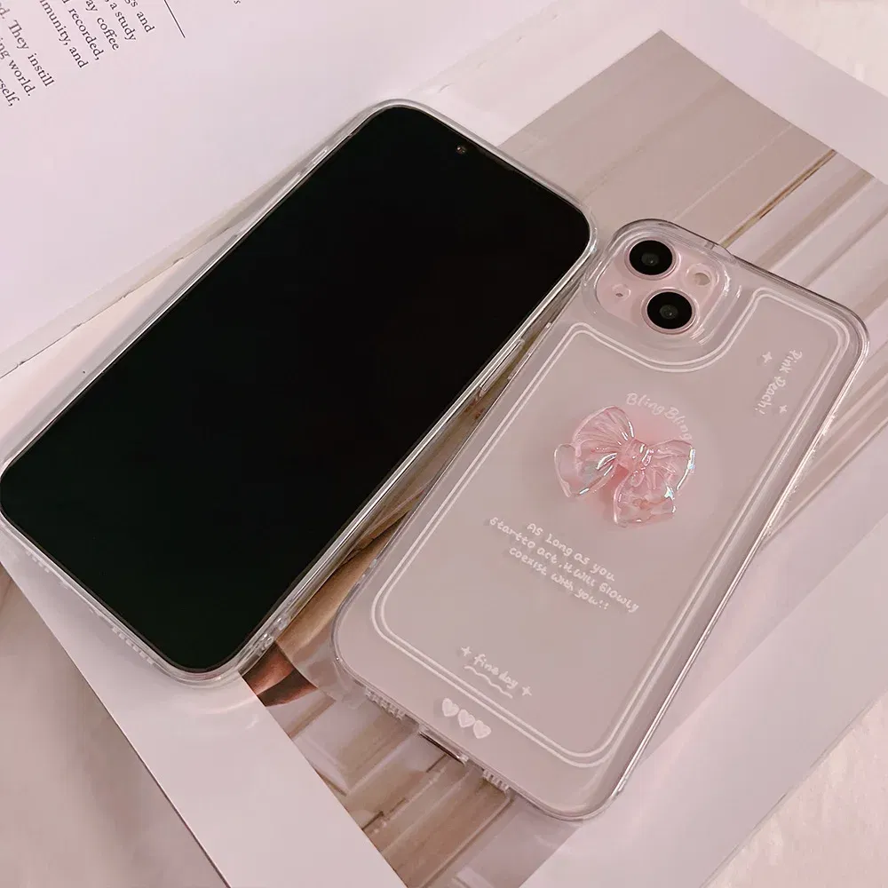 Material: Polyester, Color: WHITE - NEW 3D Bow Transparent Mobile Phone Case For IPhone 15 14 Plus 13 Pro Max 12 Pro 11 Stereo Crystal Candy Cute Full Soft Cover