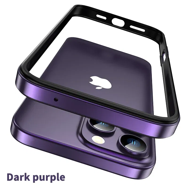 Color: Gold, Material: Cotton - Titanium Metal Frame Bumper Shockproof Case for IPhone 16 15 Pro Max Plus 5G for Apple Solid Colour Protection Phone Cover