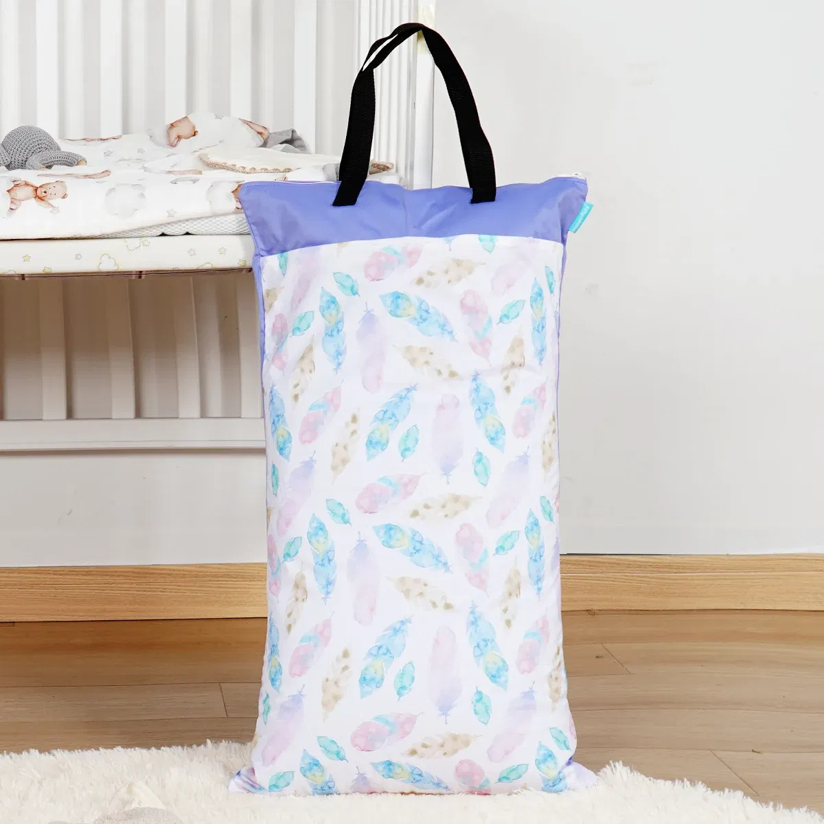 Color: Red - Happyflute Reusable Hanging Wet Dry Cloth Diaper Bag With Double Zippered Pockets 40*70cm