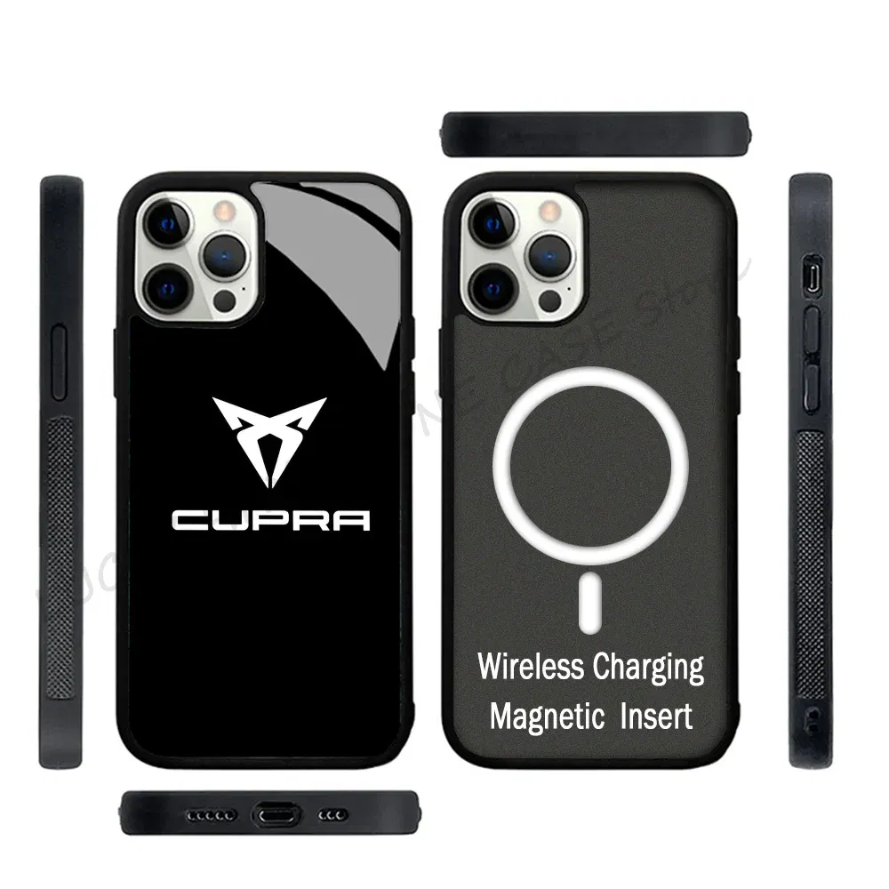 Color: Beige, Material: ABS - Cool Phone Case Phone Case Strong Magnetic Cupra Racing for IPhone 15 14 13 Pro Max 11 12 Mini for Magsafe