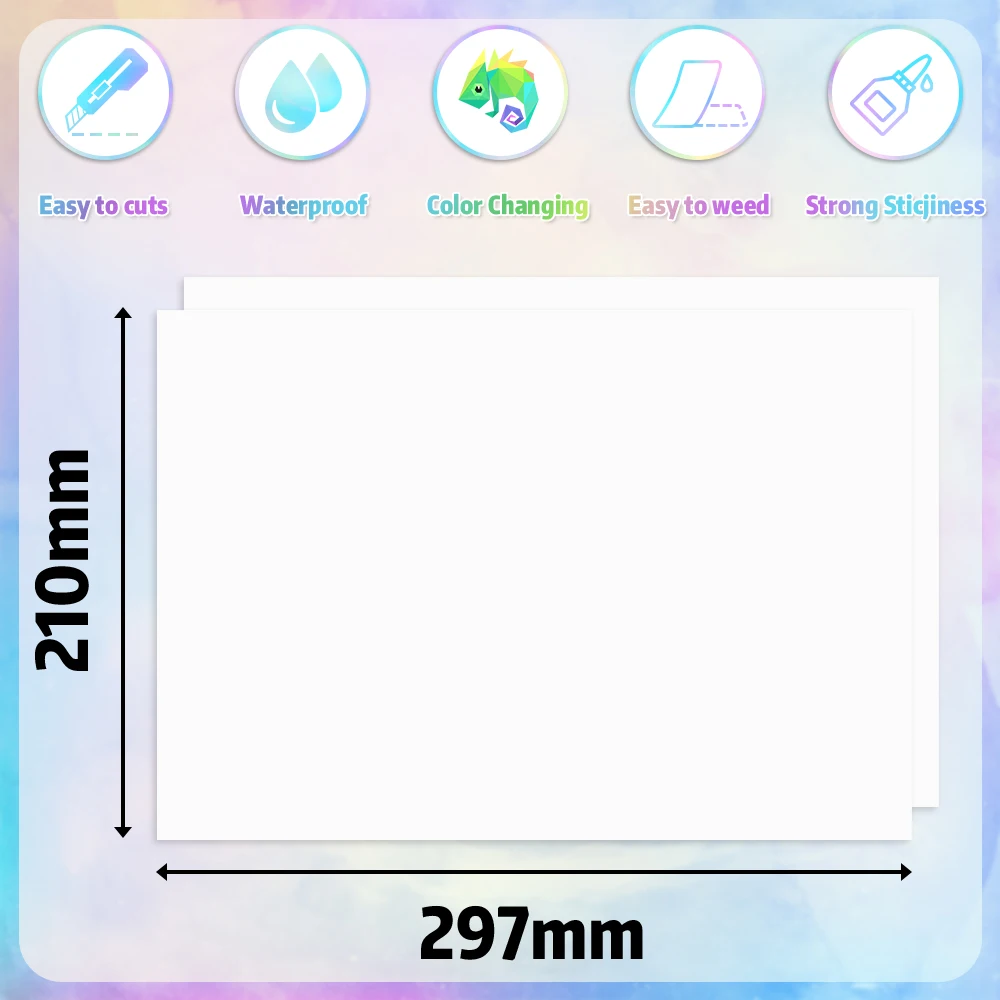 Color: Light Grey - 10 Sheets Cold Laminating Film Paper A4 Sheet Self Adhesive Sticker Protect Photo Waterproof Transparent Star Lamination Film