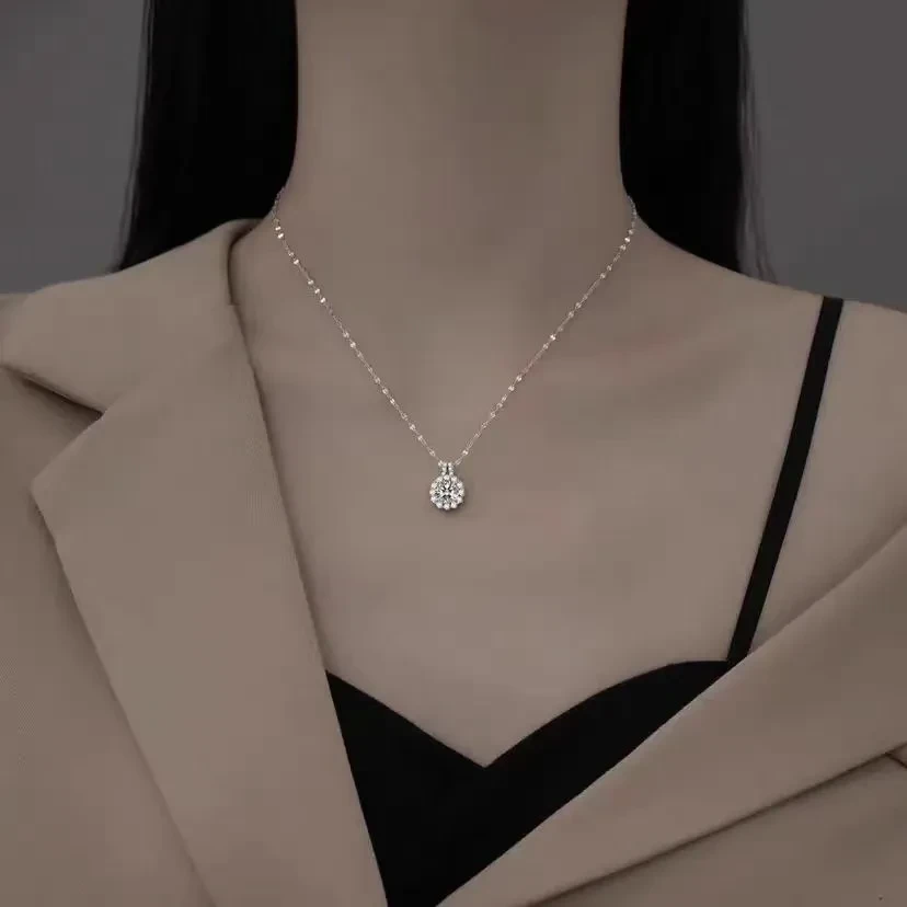 Silver Moissanite Pendant Necklace