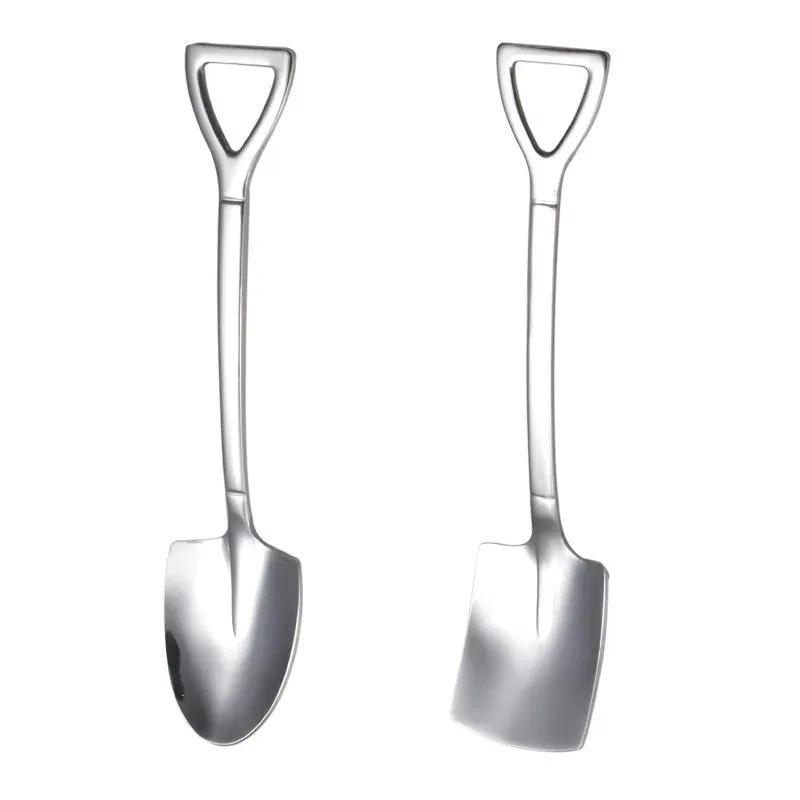 Color: Brown, Ships From: CHINA - Stainless Steel Coffee Tea Spoon Creative Retro Shovel Scoop for Dinner Ice Cream Dessert Watermelon Kitchen Tableware Bar Tool