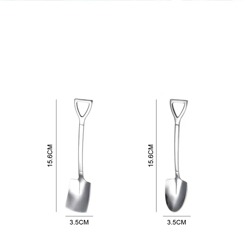 Color: Brown, Ships From: CHINA - Stainless Steel Coffee Tea Spoon Creative Retro Shovel Scoop for Dinner Ice Cream Dessert Watermelon Kitchen Tableware Bar Tool