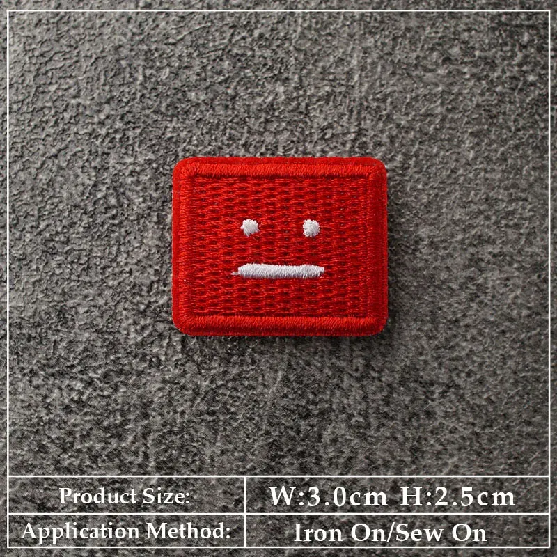 Color: Antique Brass - Square Expression Embroidered Applique Patches Fabric Garment Apparel Clothing Accessories Embroidery Badges Pink Black White