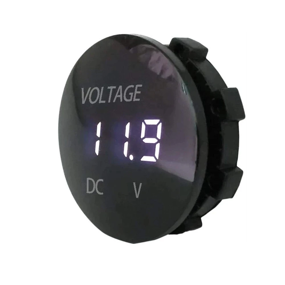 Color: Blue - DC 5V-48V LED Mini Round Waterproof Motorboat Motorcycle Panel Digital Voltmeter Tester Monitor Display Voltmeter