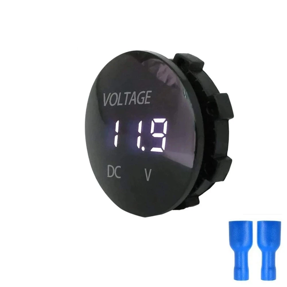 Color: Blue - DC 5V-48V LED Mini Round Waterproof Motorboat Motorcycle Panel Digital Voltmeter Tester Monitor Display Voltmeter