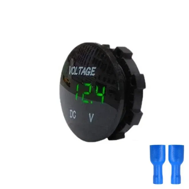 Color: Blue - DC 5V-48V LED Mini Round Waterproof Motorboat Motorcycle Panel Digital Voltmeter Tester Monitor Display Voltmeter