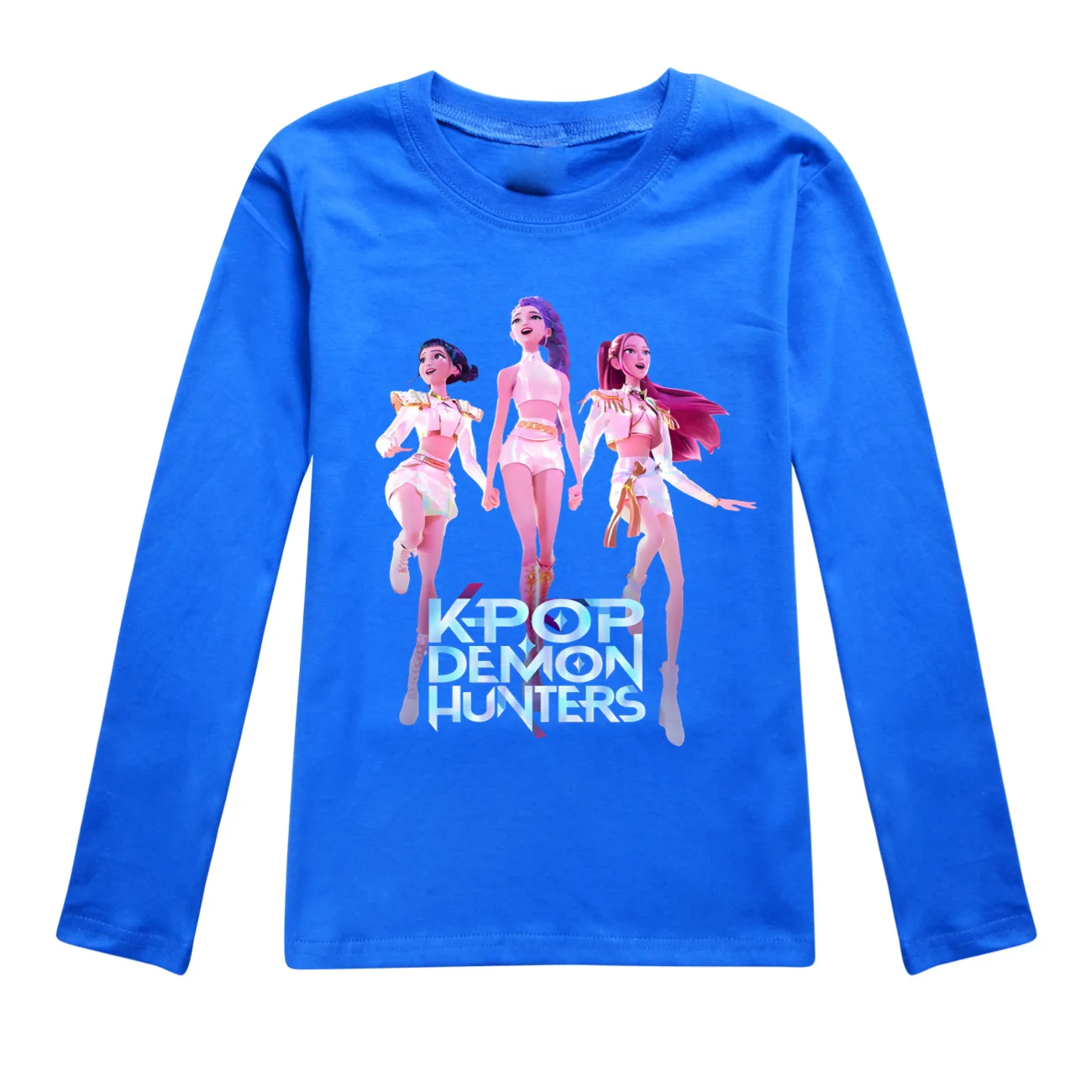 Color: Ivory, Kid Size: 5 - KPop Demon Hunters Huntrix Tshirt Kids Clothes Teenage Boys O-Neck Cartoon Casual T-shirts Girls Long Sleeve Tops Child Clothing