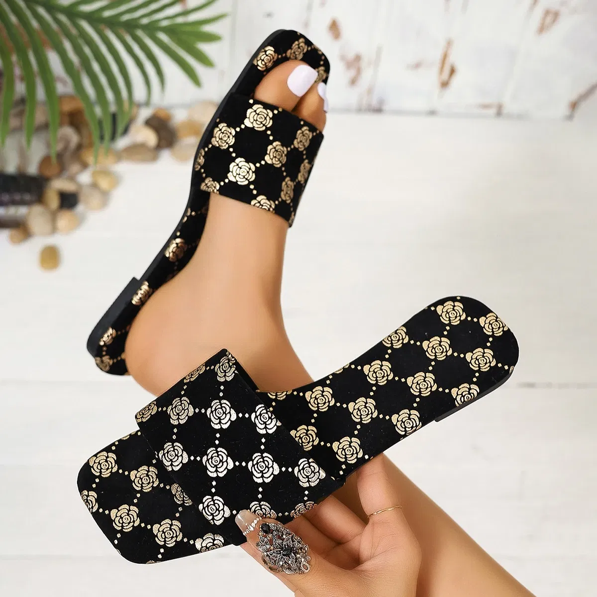 Color: Silver, Shoe Size: 38 - Women Slippers 2024 New Summer Sandals Slide Platform Casual Open-toe Fashion Slipper Casual Shoes Slides Women Zapatos De Mujer