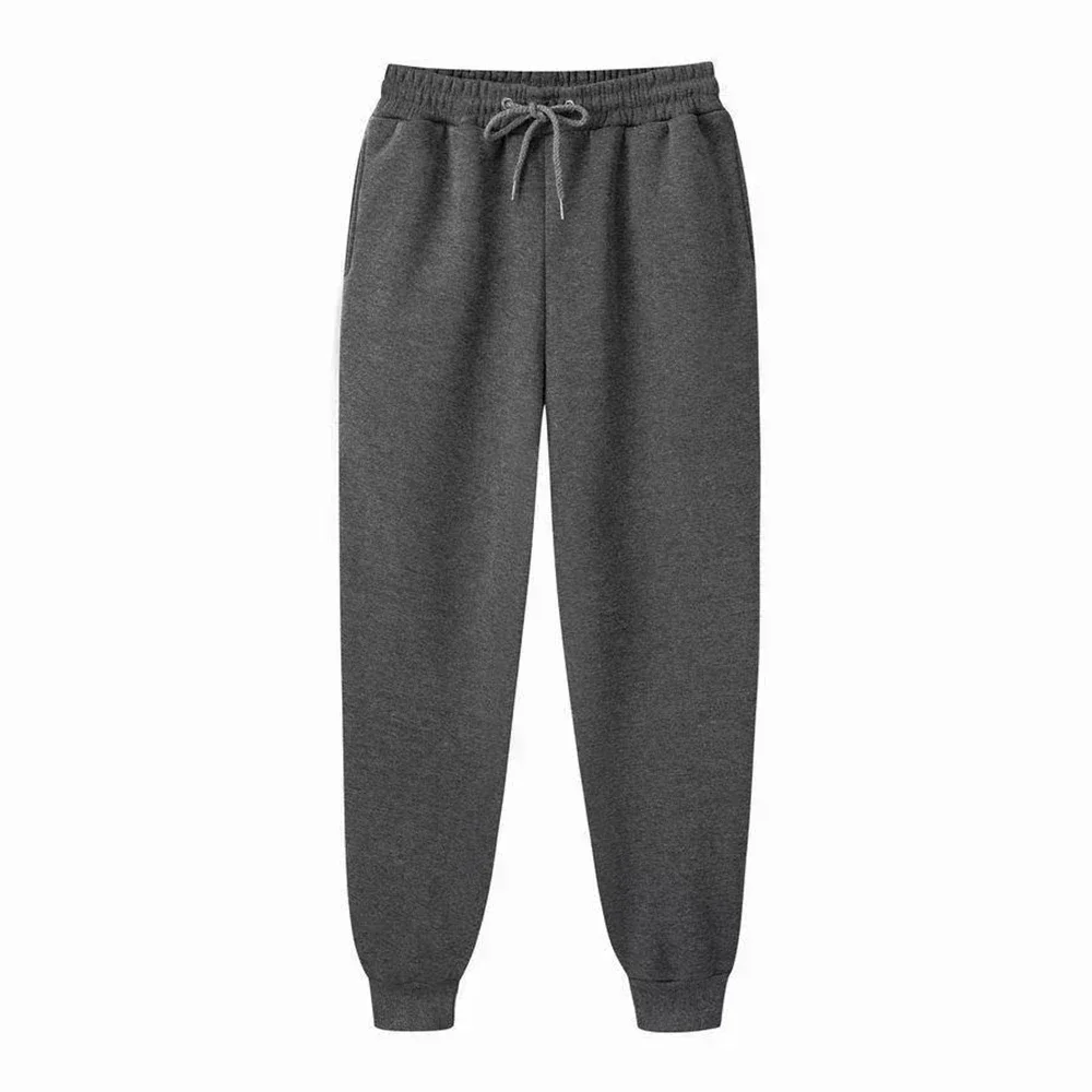 Color: Champagne, Size: L - Men's Casual Sweatpants Fleece Sports Pants Unisex Fashion Solid Loose Trousers Streetwear Autumn Winter Jogging Fitness Pants