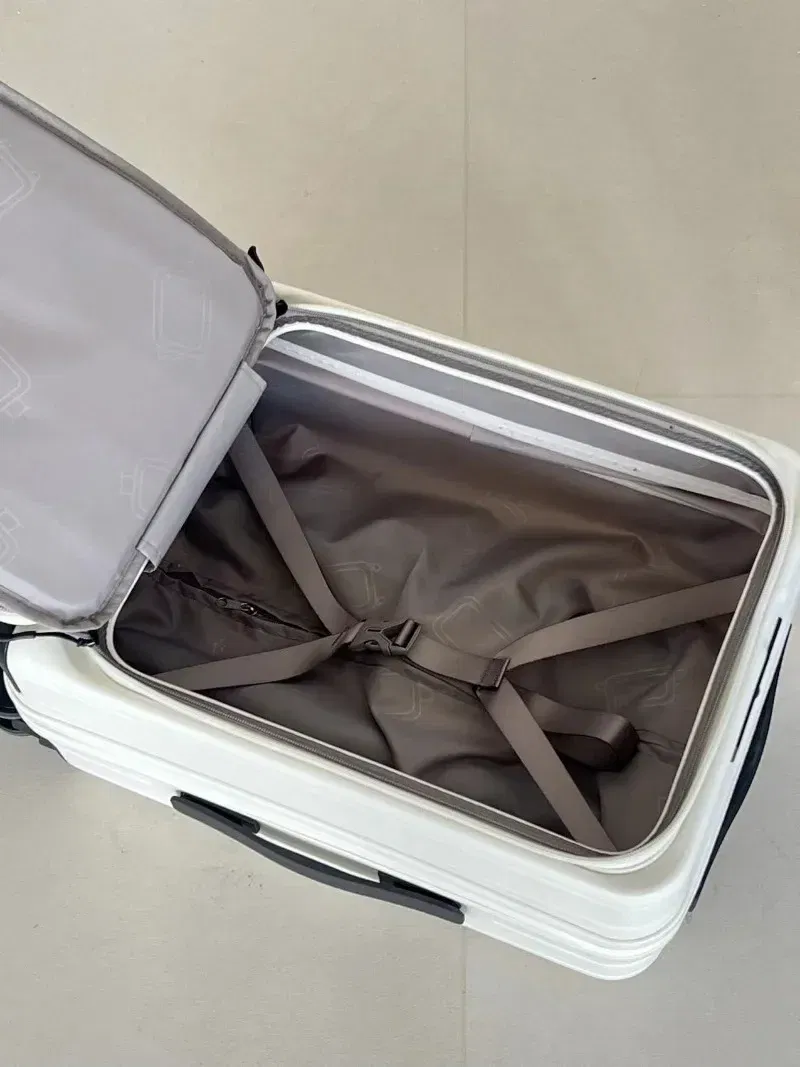 Color: Beige, Luggage Size: 13Inches 325mm, Ships From: CHINA - 2025 New 20-inch PC Hard Shell Lightweight Roller Travel Expandable Multifunctional Front Opening Suitcase Cabin Trolley Case