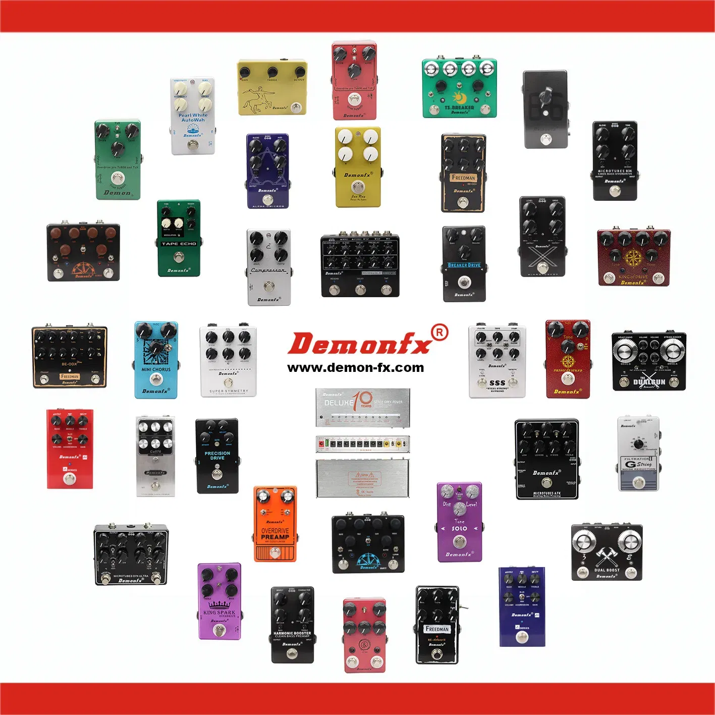 Color: Chrome - Demonfx High quality Guitar Effect Pedal Wah Distortion Overdrive Delay Reverb Compressor Booster Pedal