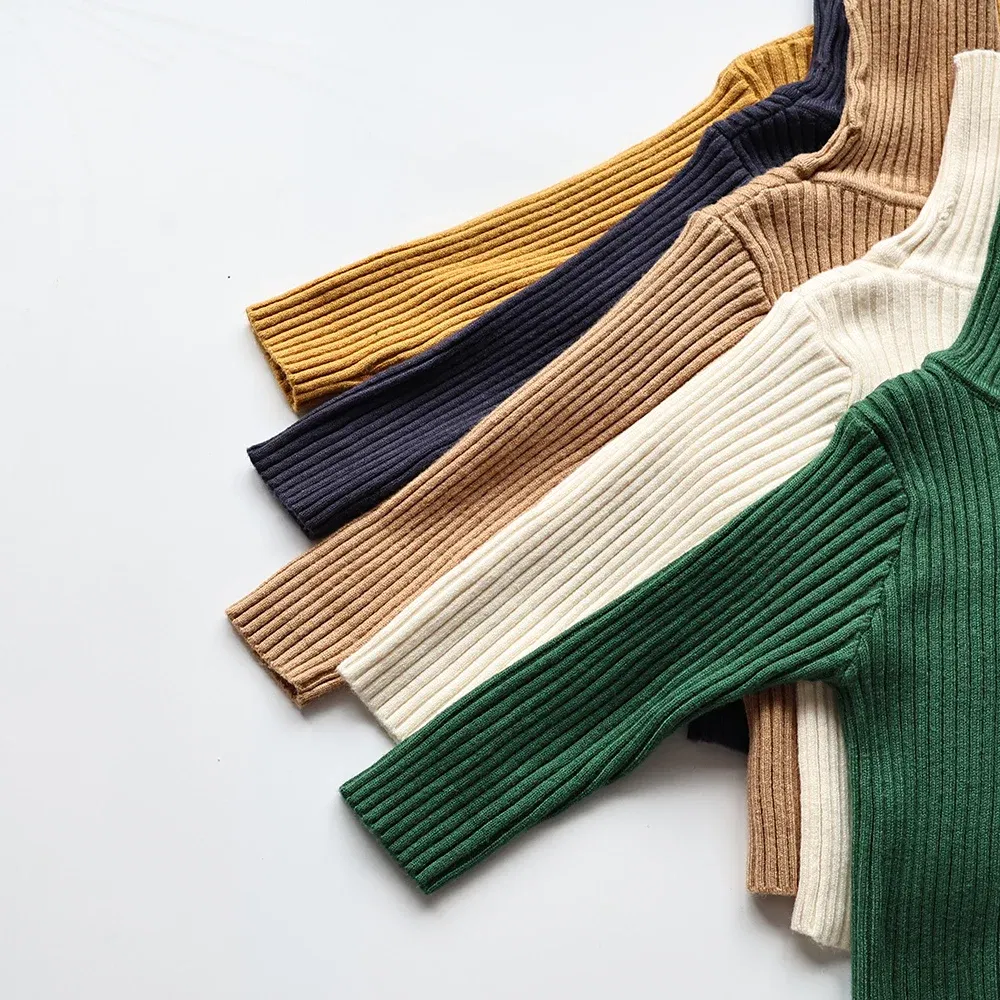 Color: black, Kid Size: 6 - MILANCEL Autumn Soft Tight Unisex Kids Knitwear Sweaters Solid Multi Color Girls Sweater Brief Boys Pullover Turtleneck Outwear