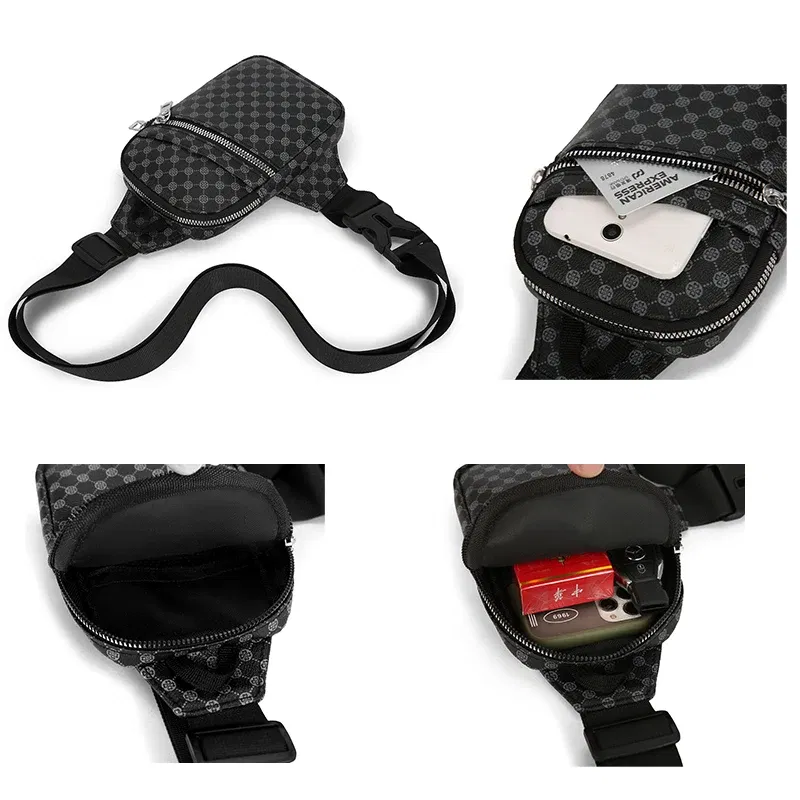 Color: Orange - VC Simple Casual Men's Mini Chest Bag Lightweight PU Leather Men Crossbody Bag Phone Sling Bags Suitable for Hiking City Walk