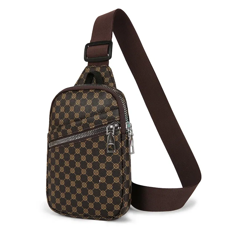 Color: Orange - VC Simple Casual Men's Mini Chest Bag Lightweight PU Leather Men Crossbody Bag Phone Sling Bags Suitable for Hiking City Walk