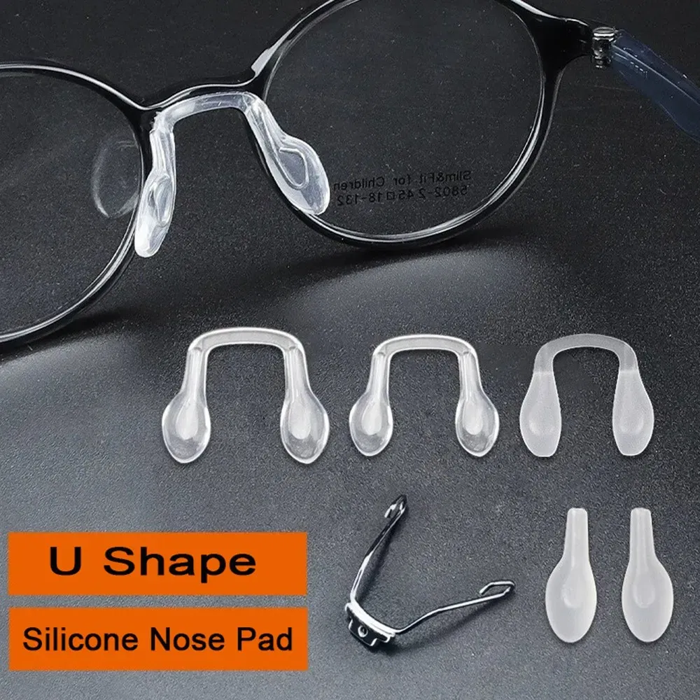 Color: black - 1pair Silicone U Shape Nose Pad Arm Eyeglasses Anti Slip Accesssory
