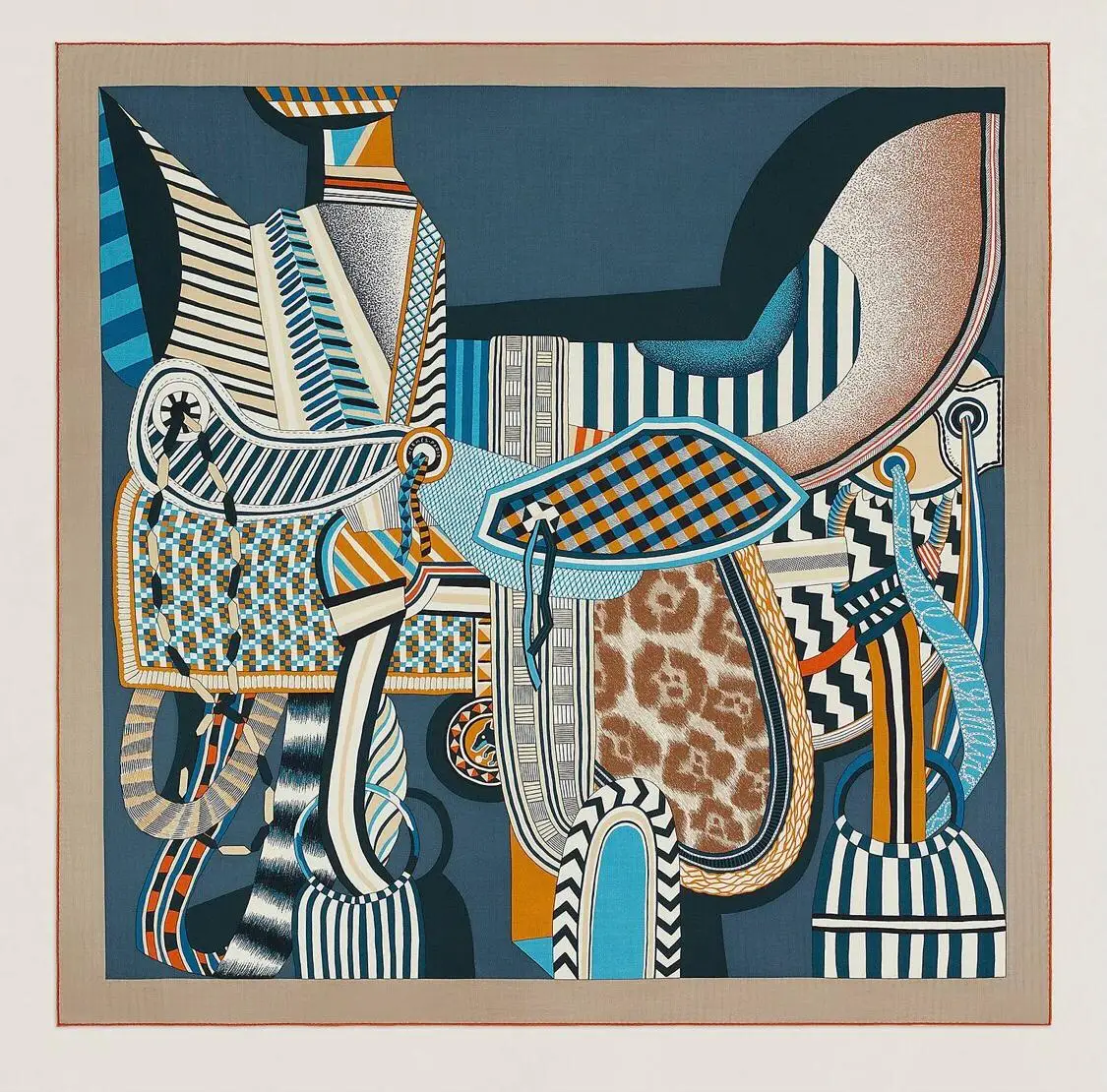 Color: Beige - This Super Beautiful Saddle Print Silk Scarf Is A Hand-curled Twill Scarf/scarf/shawl Made with The Most Advanced Technology.