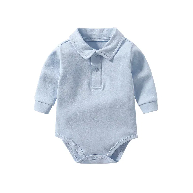 Color: Blue, Kid Size: 24M - New Arrived Cotton Winter Autumn Baby Romper Baby Bodysuits Long Sleeve Polo Romper for Baby Girls Boys