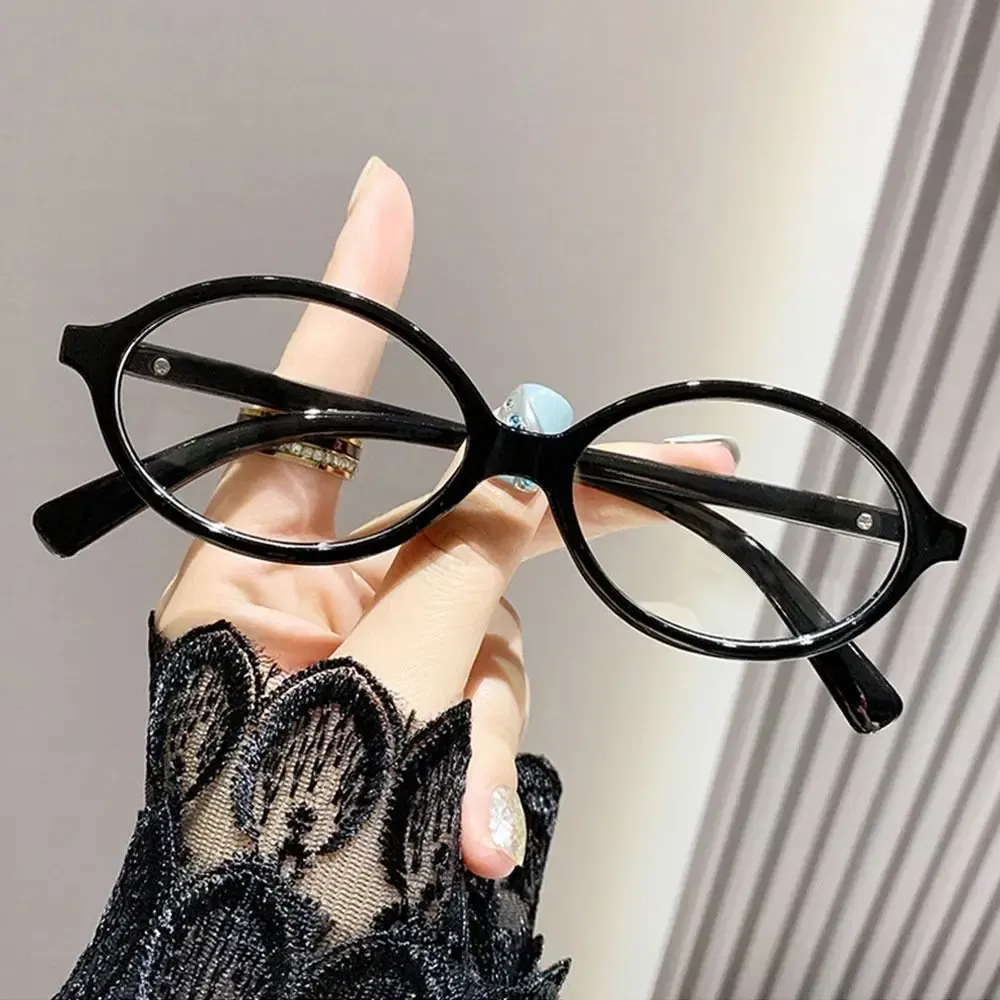 Frame Color: Gold - Y2K Retro Oval Frame Glasses Women Female  Sweet Cool Eyewear Trend Reading Computer Anti Blue Light Eyeglasses