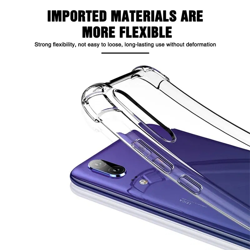 Color: Beige, Material: Plastic - Soft TPU Silicone Shockproof Phone Case For Huawei Honor 8X MAX 9X X10 Play 3 3E 4T Pro Transparent AirBag Anti Knock Back Cover