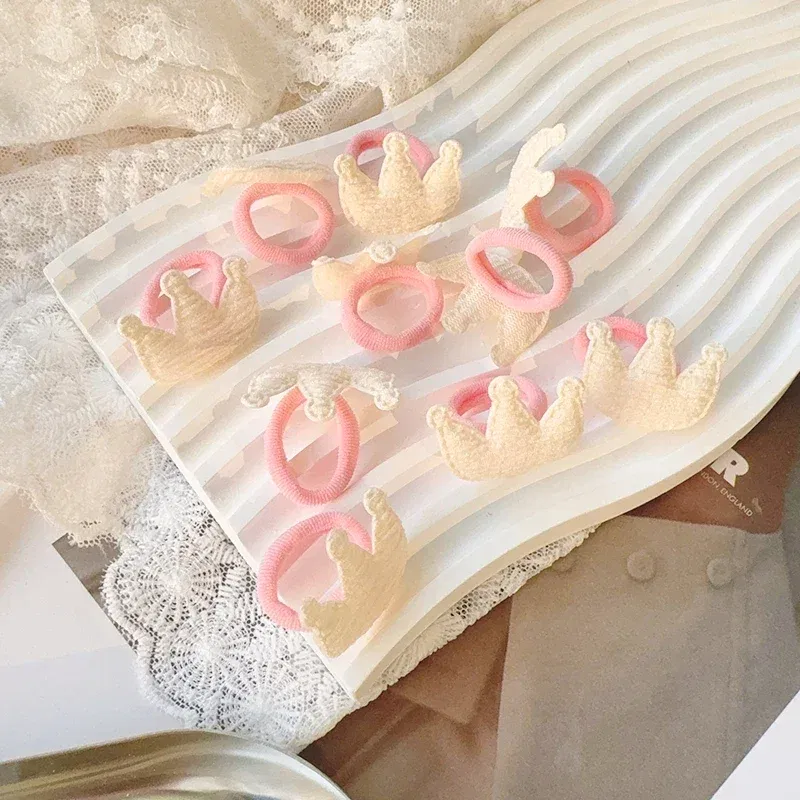 Color: Navy Blue - 10/30pcs girls star butterflies children's hairband harmless hair cute towels rope ponytail rack children's rubber band headwear