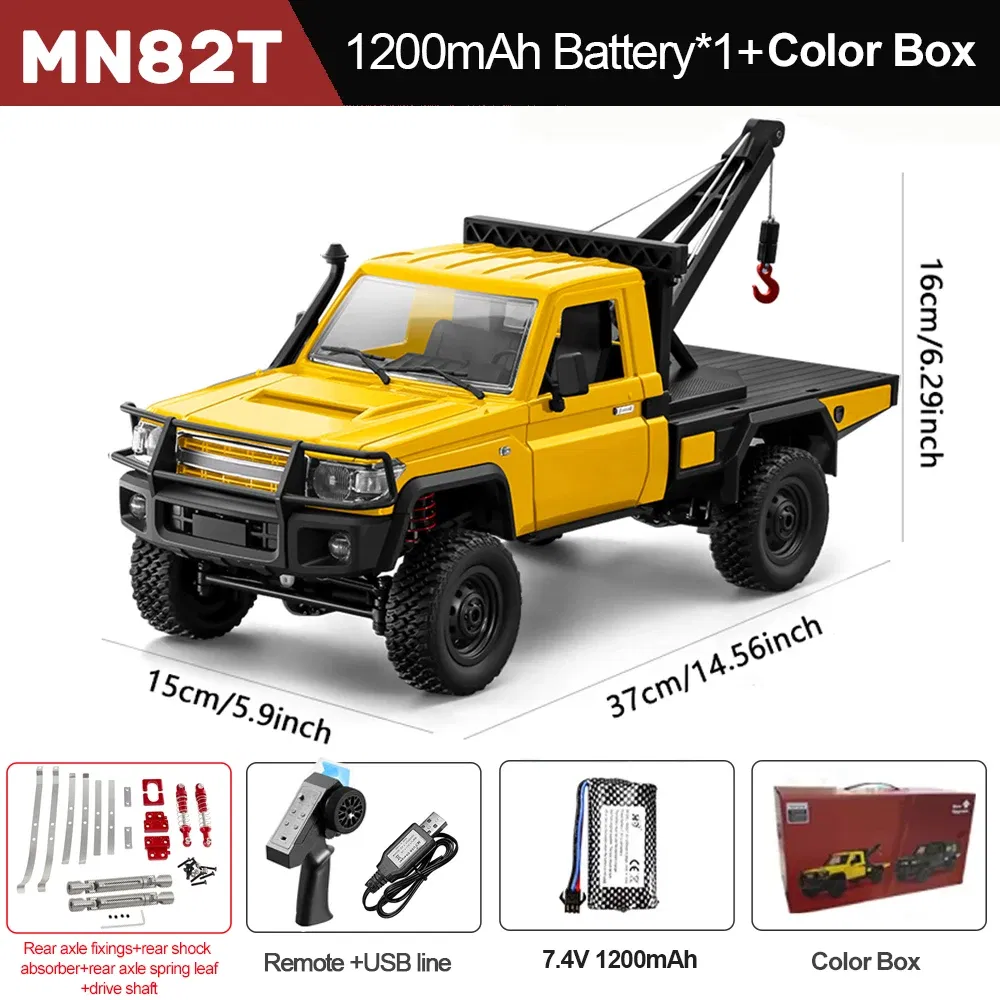 Color: GRAY - MN82T RC Crawler 1/12 2.4G 4WD Remote Control Off-road Pickup Simulation Crane Vehicle Electric Climbing Car Model Toys for Kids