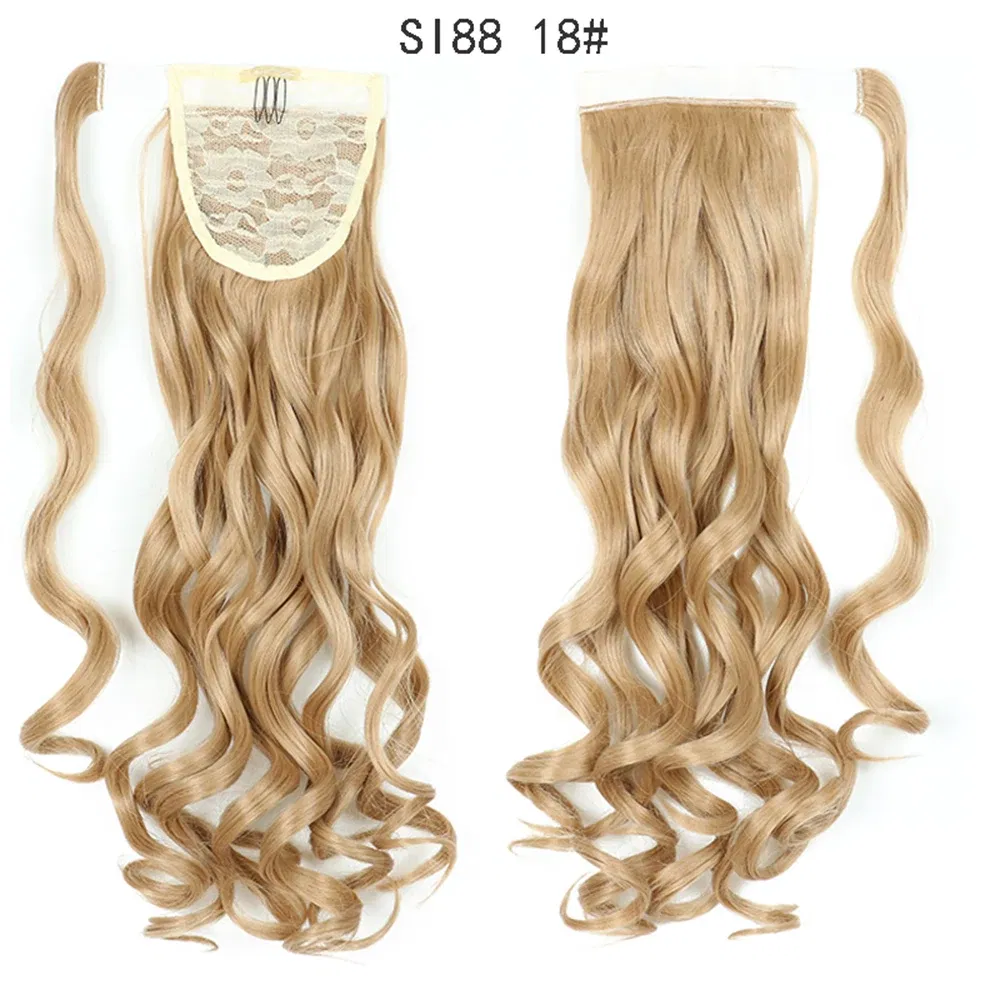 Color: #3 - LINWAN Synthetic Long Straight Wrap Around Clip In Ponytail Hair Extension Heat Reistan Pony Tail Fake Hair