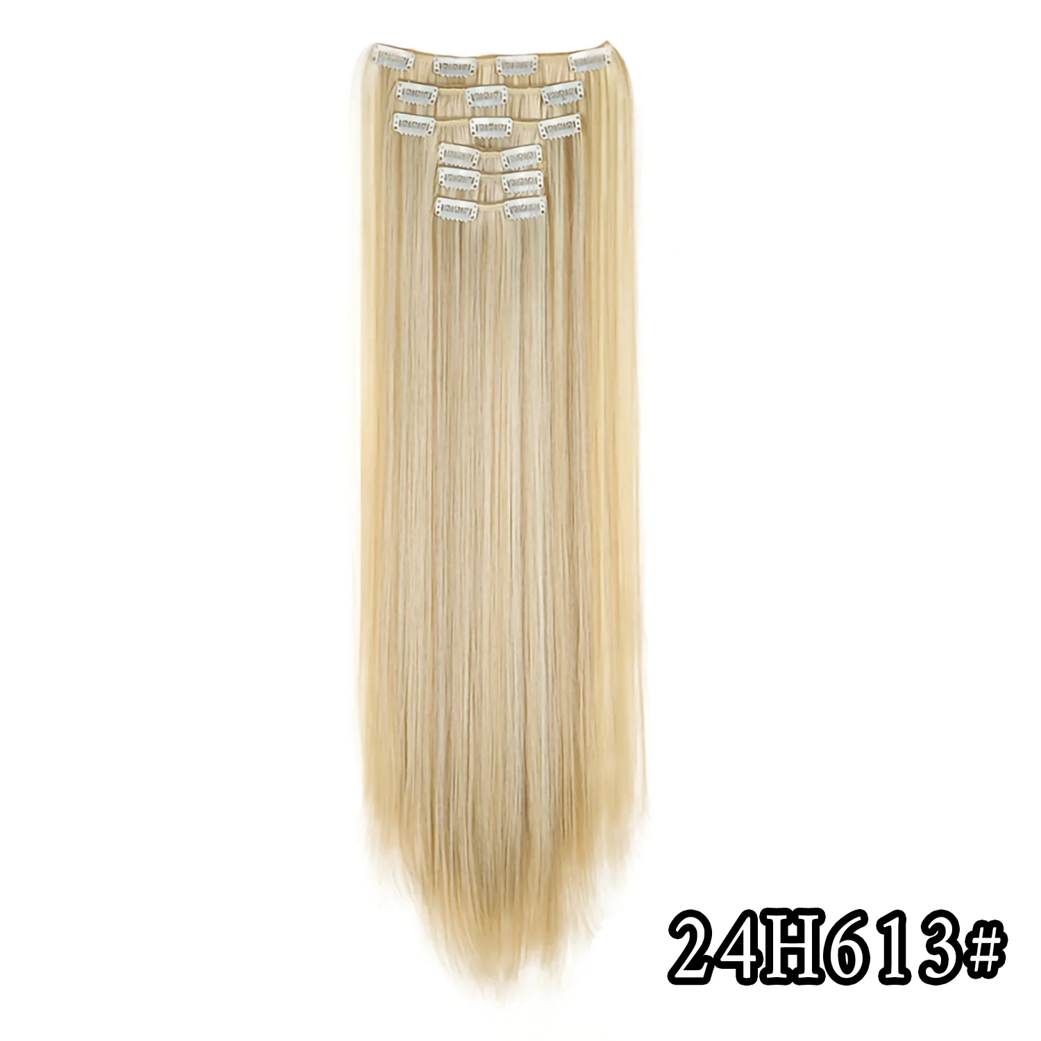Color: #35, Stretched Length: 24inches - 24Inch 16 Clips in Hair Extensions Long Straight Hairstyle Synthetic Blonde Black Hairpieces Heat Resistant False Hair Daily Use