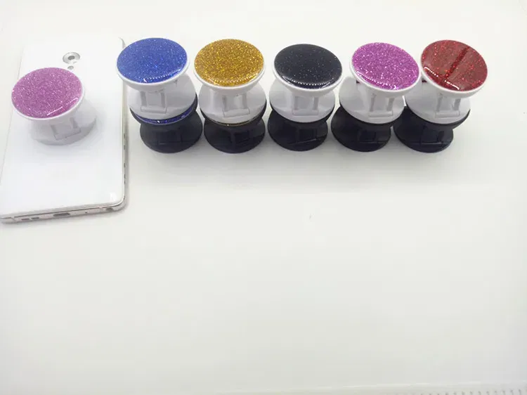 Color: Pink - 1pcs Cell Phone Bracket Houder Universal Quicksand Glitter Expanding Smartphone Holder Grip Stand For iPhone X XS 8 7 6 Plus