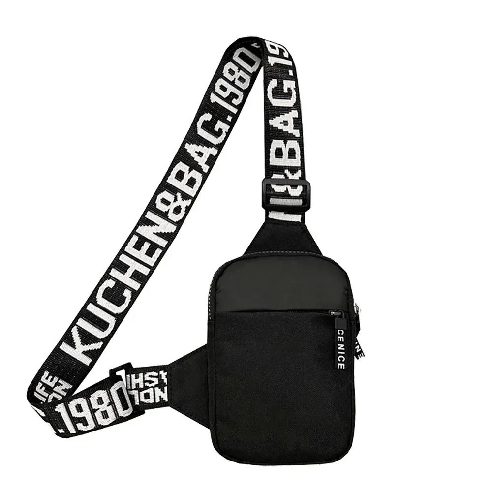 Color: Beige - Sports Chest Bag Men Small Mobile Phone Messenger Bags Waist Bags Multi-Function Carry-on Bag Engrave Image Initial Name Patter