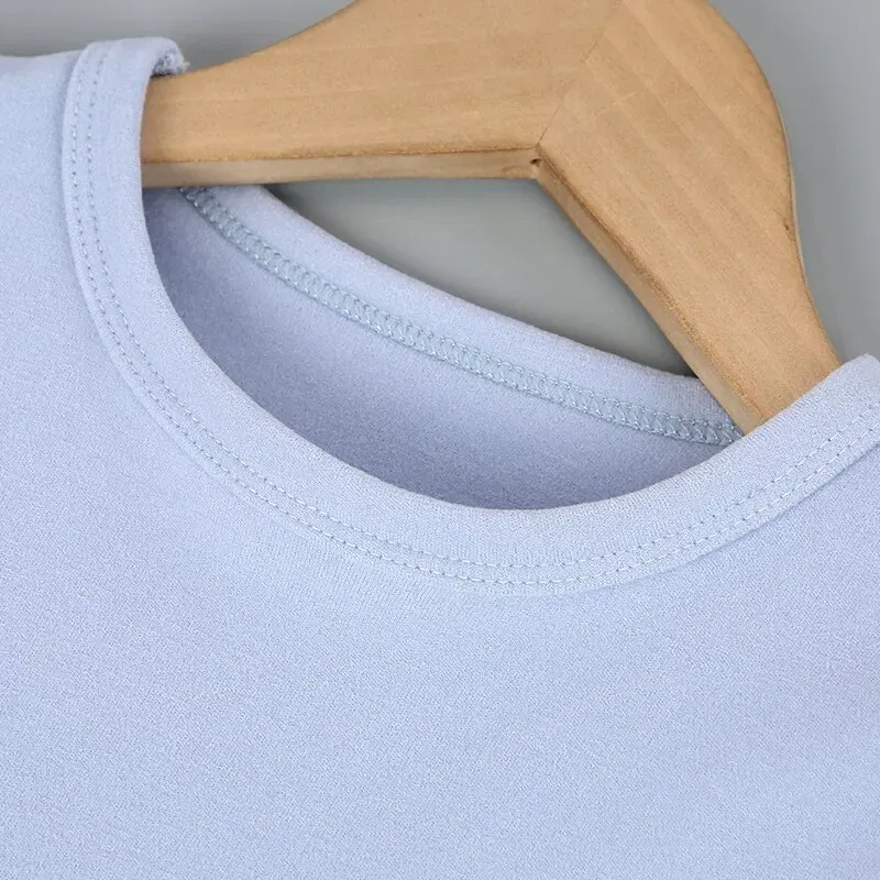 Color: GRAY, Kid Size: 19 - 2-Piece Children's Thermal Underwear Suit boys' Autumn Clothes And Trousers Padded Cotton Sweater Girls' Casual Joker Home Cloth