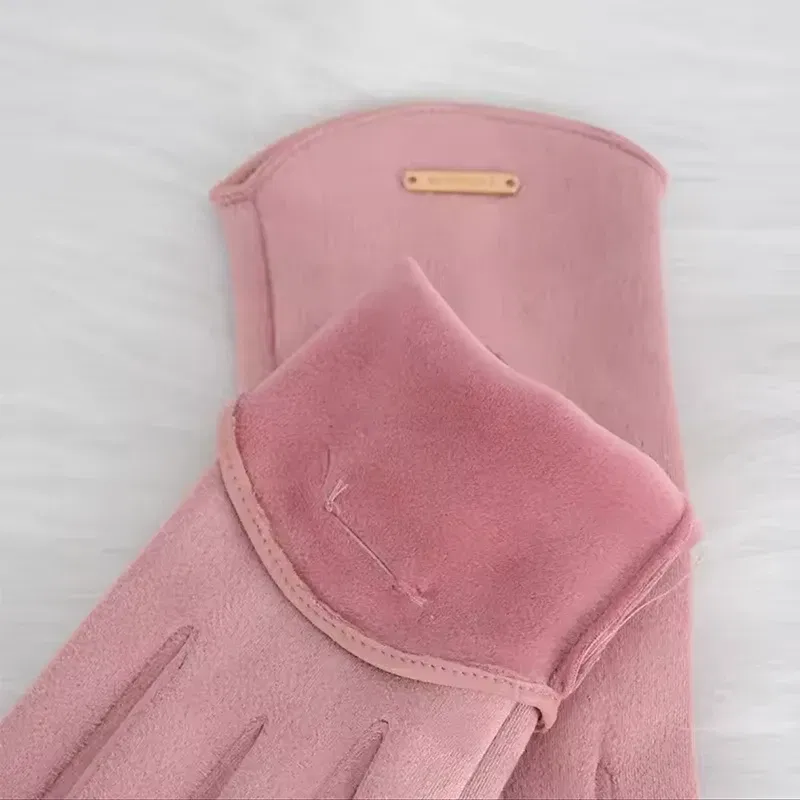 Color: Red, Gloves Size: One Size - Women Autumn Winter Keep Warm Touch Screen Thin Solid Simple Gloves Cycling Drive Suede Fabric Elegant Windproof