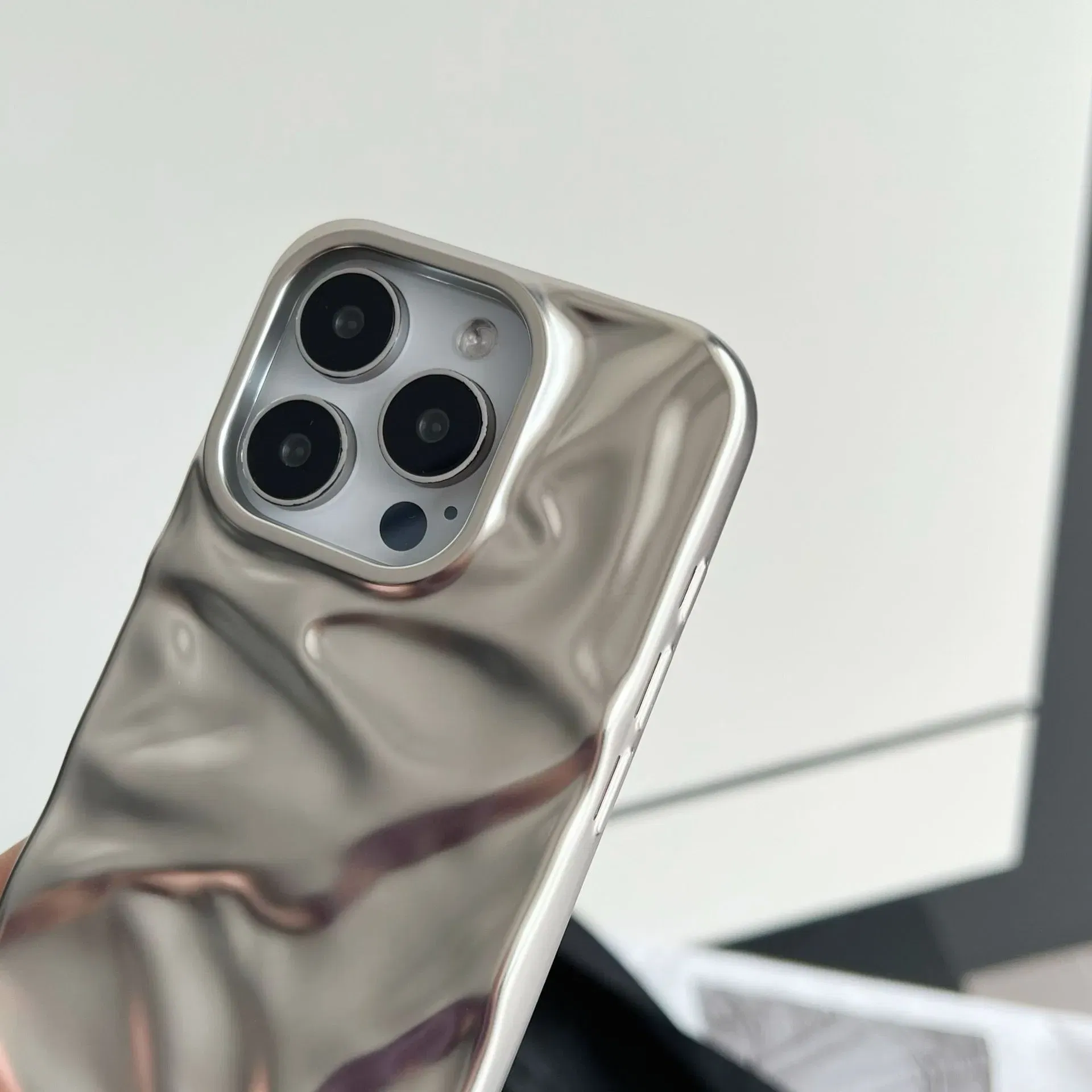 Color: Dark Brown, Compatibility by Model: iPhone 16 Pro Max - Soft Matte 3D Wavy Pattern Phone Case For iPhone 16 17 ProMax 17 Air 15 14 Plus 13 12 Pro Max 11 ins Water Ripple Creative Cover