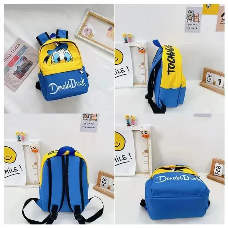Color: Brown - Disney Cartoon Donald Duck Children's Backpack Cute Mickey Mouse Kindergarten Boys Girls Backpacks School Bags Children's Gifts