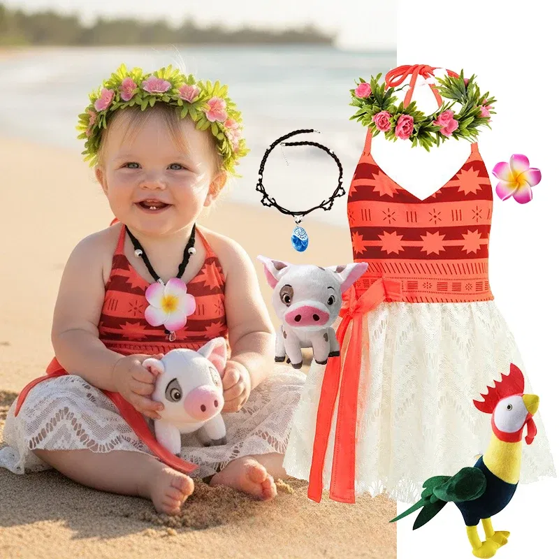 Color: SKY BLUE, Kid Size: 2T - Little Girls Cospaly DISNEY Moana Kids Two Pcs Set Top +Pants Infant Vaiana Role Play Festival Princess Costume Casual Clothes