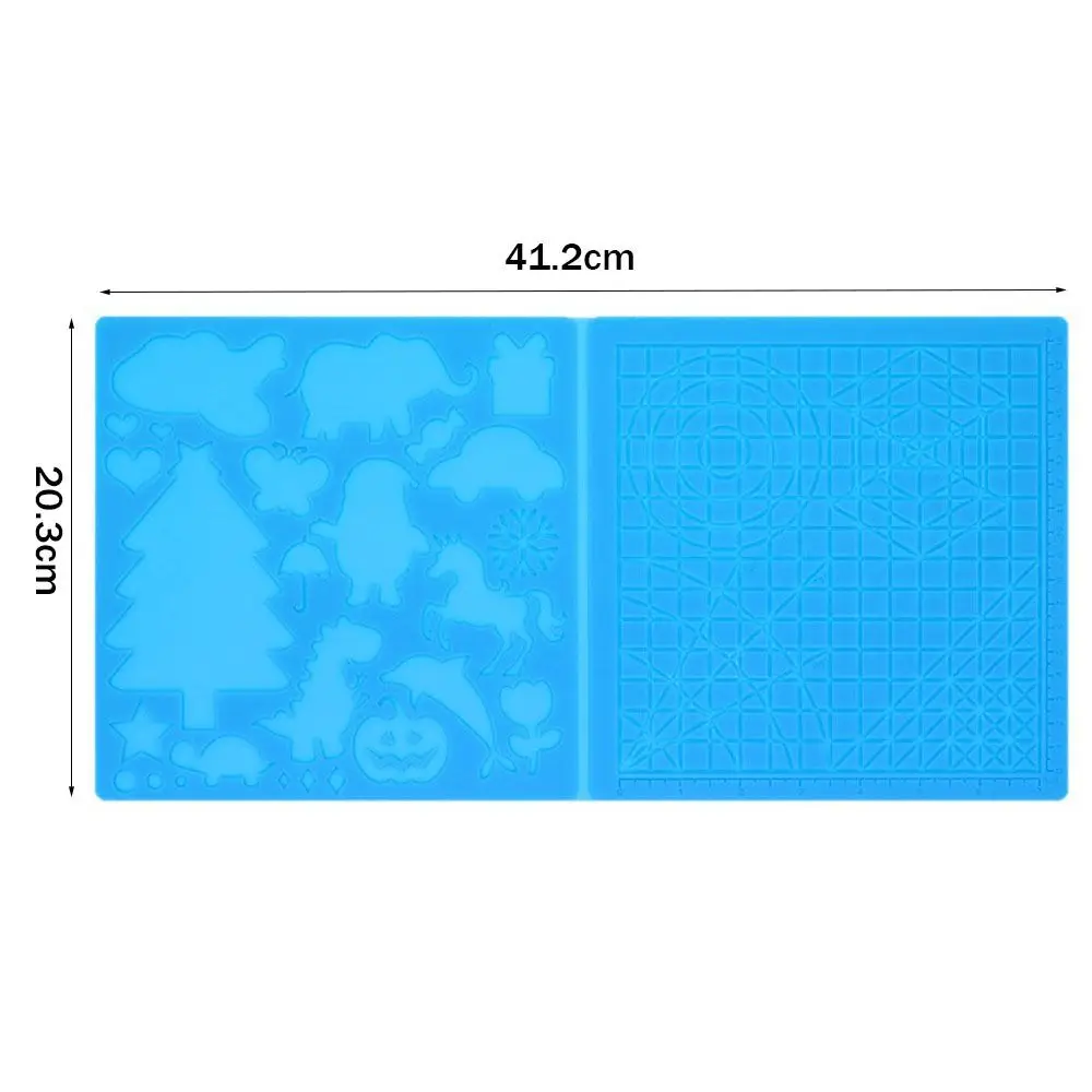 color: Blue - Silicone Design Rubber Pad for 3D Printing Pen with 2 Finger Protectors Template Drawing Tools for Kids Adults Drawing DIY Tools