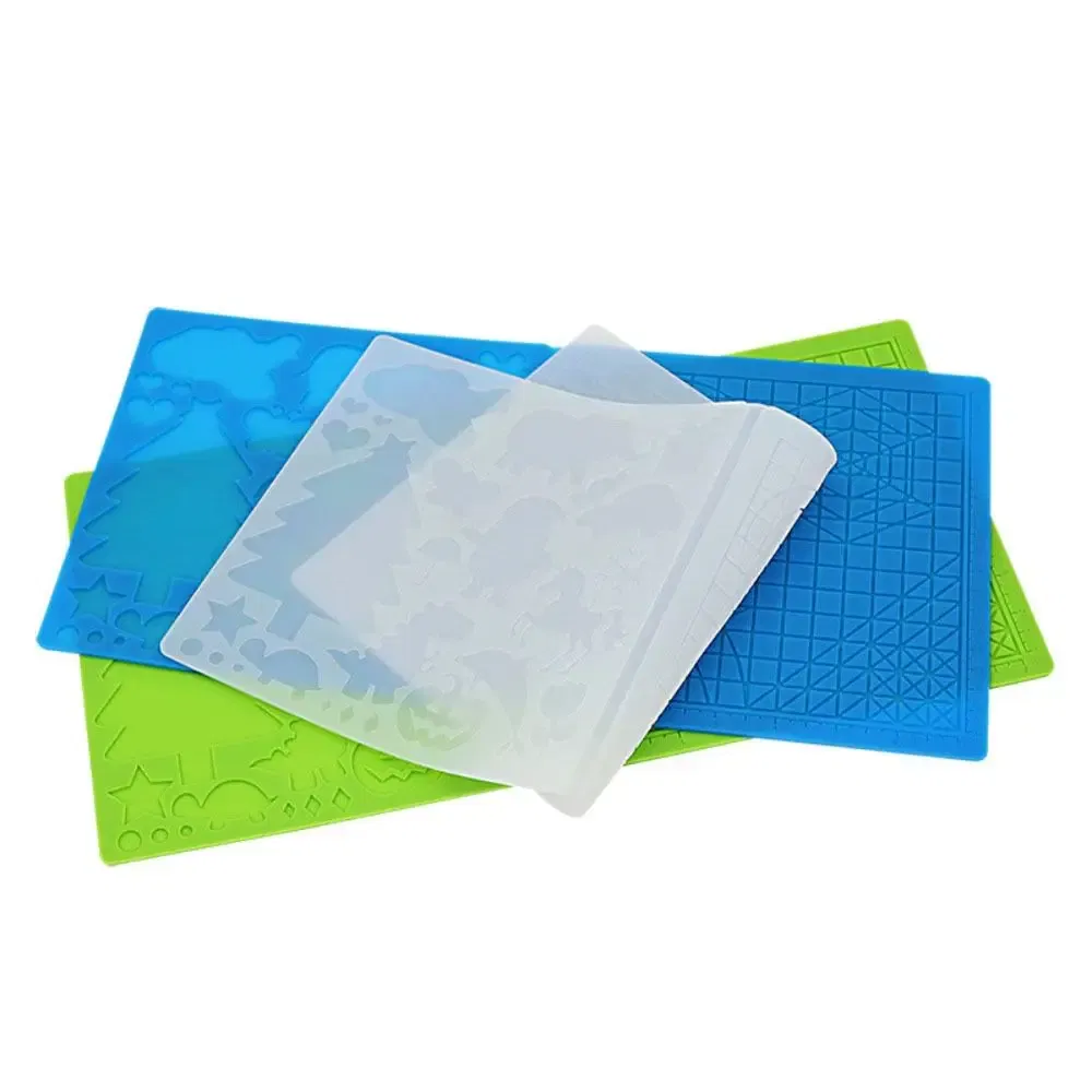 color: Blue - Silicone Design Rubber Pad for 3D Printing Pen with 2 Finger Protectors Template Drawing Tools for Kids Adults Drawing DIY Tools