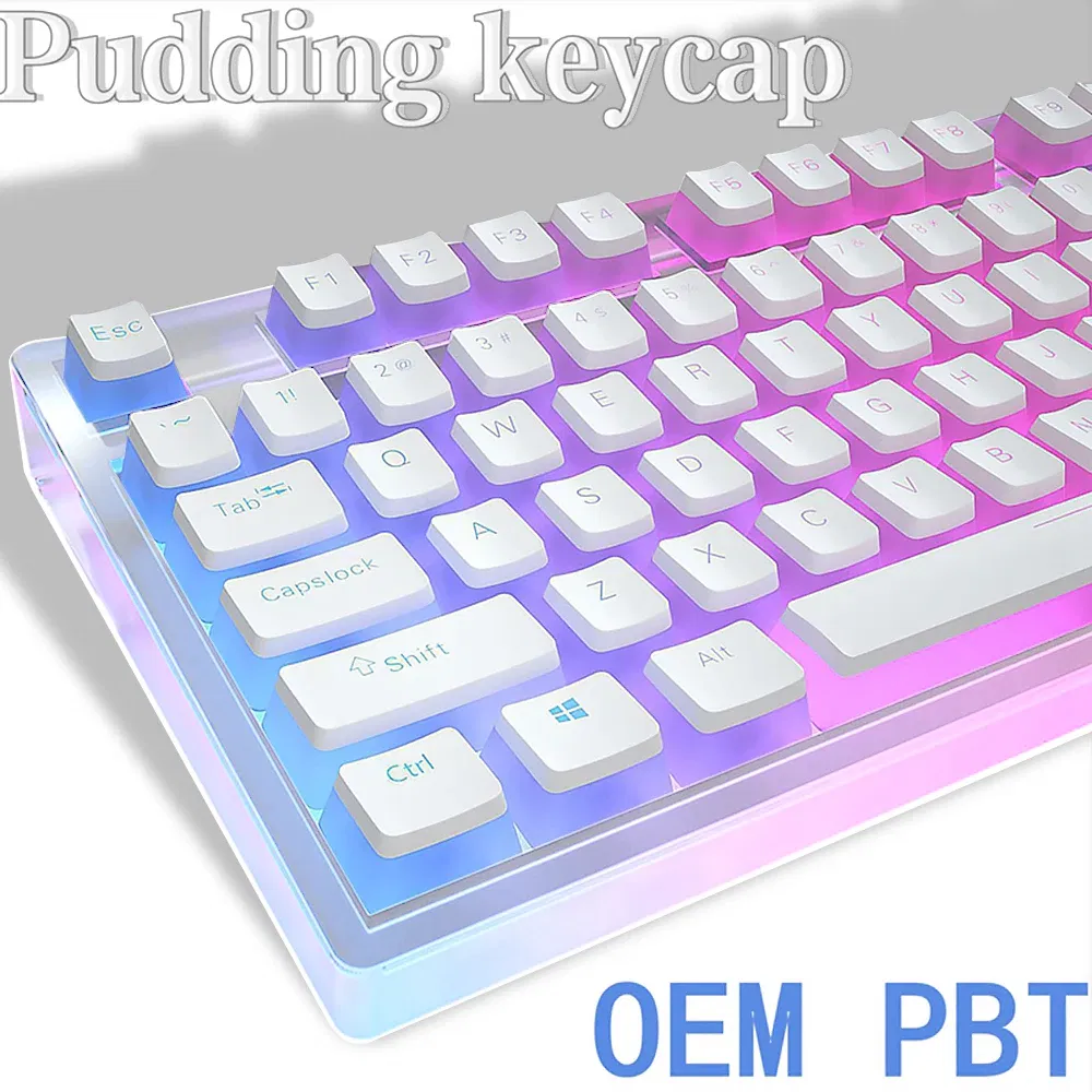 Color: Beige - 129Keys Keyboard Keycap OEM Profile PBT Material Key Cap for Mx Hot Swap Mechanical Keyboard Switch Transparent Pudding Keycaps