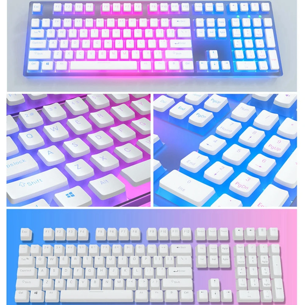 Color: Beige - 129Keys Keyboard Keycap OEM Profile PBT Material Key Cap for Mx Hot Swap Mechanical Keyboard Switch Transparent Pudding Keycaps