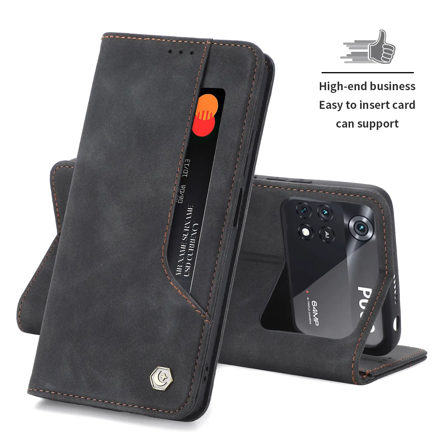 Color: black, Material: Genuine Leather - Flip Leather Case For Xiaomi Mi 13 12T 11T 10T 11 12 Lite Pro 5G Poco F5 X5 Pro M6 M5S M4 F4 F3 X3 X4 GT Magnet Wallet Cover