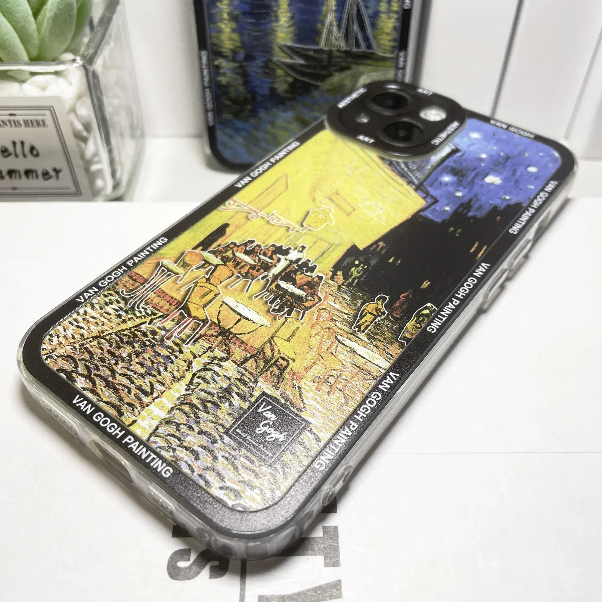 Color: Blue, Material: Carbon Fiber - Van Gogh Art Aesthetic Phone Case For iPhone 16 15 14 13 12 11 Pro Max Mini XS X XR SE 8 7 Plus Sunflowers The Starry Night
