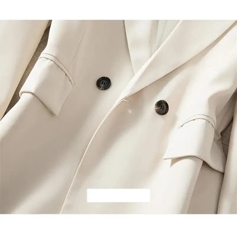 Color: Khaki, Size: XXXL, Ships From: CHINA - High End Office Professional Women's Blazer Pants 2-Piece Set Fall Fashion Long Female Jacket Over Business Suit Casual Trousers