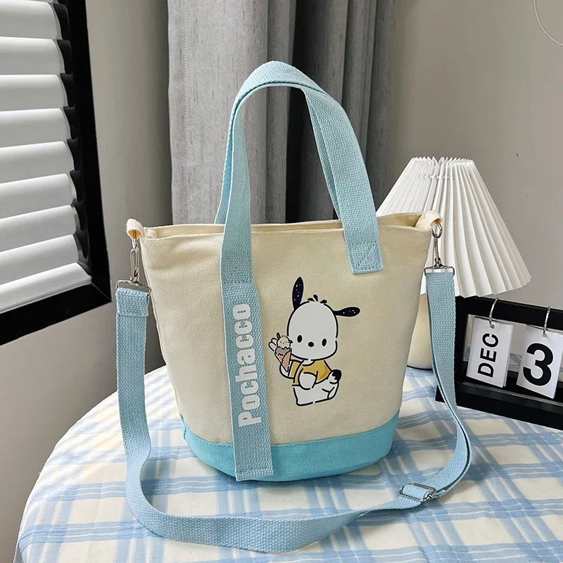 Color: SKY BLUE - Sanrio Hello Kitty Kuromi Canvas Shoulder Bag Kawaii Anime Print Lightweight Crossbody Purse for Girl